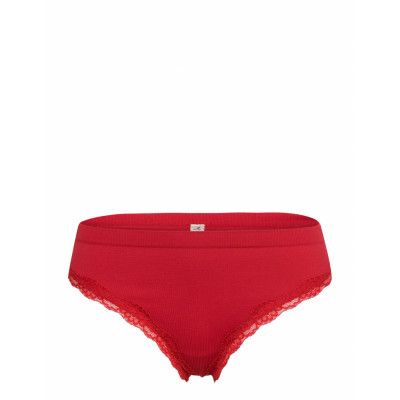 Brief Rib Thong Reg Seamless Stringtrosa Underkläder Röd Lindex