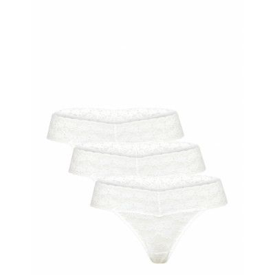 Brief Thong Lacey V Shape 3 P *Villkorat Erbjudande Stringtrosa Underkläder Vit Lindex