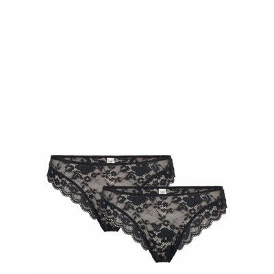 Brief Thong Reg Iris 2 Pack *Villkorat Erbjudande Stringtrosa Underkläder Svart Lindex