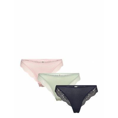 Brief Thong Reg Lara Lace Back Stringtrosa Underkläder Navy Lindex