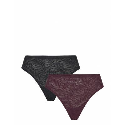 Lindex Brief Thong Reg Supersoft 2 P Burgundy