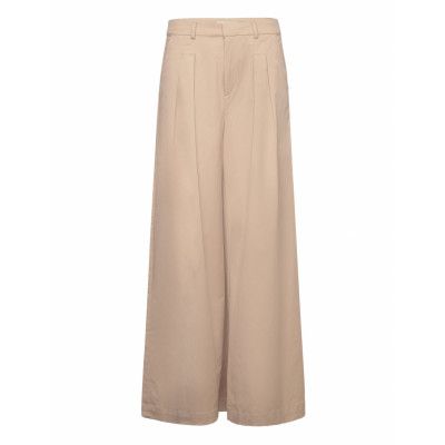 Celenegz Mw Pants Bottoms Trousers Wide Leg Beige Gestuz