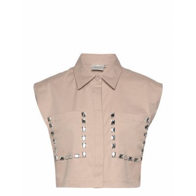 Celenegz Sl Shirt Tops Shirts Short-sleeved Beige Gestuz