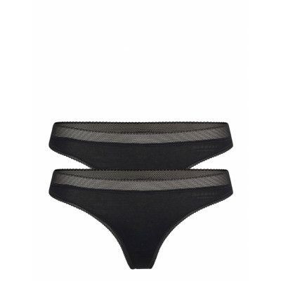 Core Thong 2P Stringtrosa Underkläder Black Björn Borg