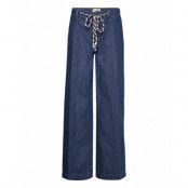 Emilia String Jeans Bottoms Jeans Wide Blue MOS MOSH