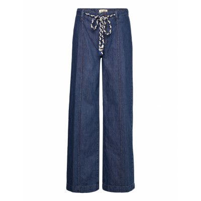 Emilia String Jeans Bottoms Jeans Wide Blue MOS MOSH