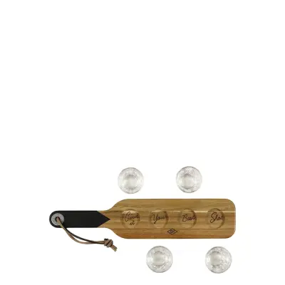 Gentlemen's Hardware Serving Paddle & Shot Glasses Brun