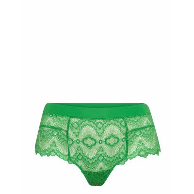 Green Ivy Lace Highwaist String Lingerie Panties High Waisted Panties Grön Understatement Underwear