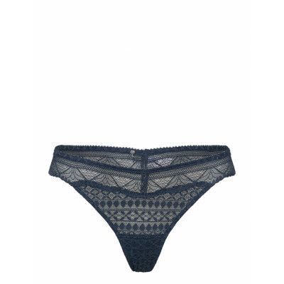 Idole - Lace Thong *Villkorat Erbjudande Stringtrosa Underkläder Blå Etam