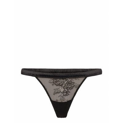 Understatement Underwear Lace Satin Thong Svart