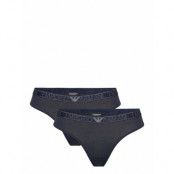 Ladies Knitted 2-Pack Thong *Villkorat Erbjudande Stringtrosa Underkläder Blå Emporio Armani