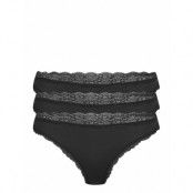 Lindex Brief 3-P Em Lace Thong Reg Co Svart