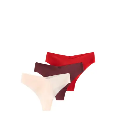 Lindex Brief Inv Thong Reg High Cu Röd