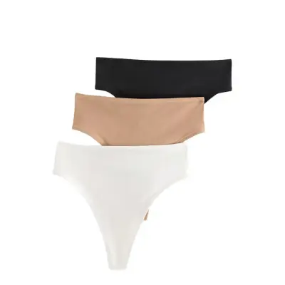 Lindex Brief Thong High Cotton 3 Pack Svart