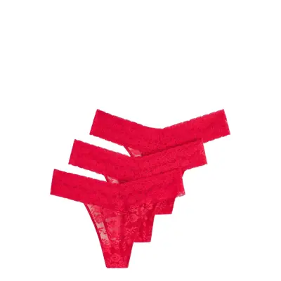 Lindex Brief Thong Low Lacey 3 Pack Röd