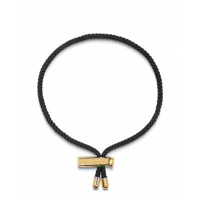 Nialaya Men's Black String Bracelet With Adjustable Gold Lock Guld