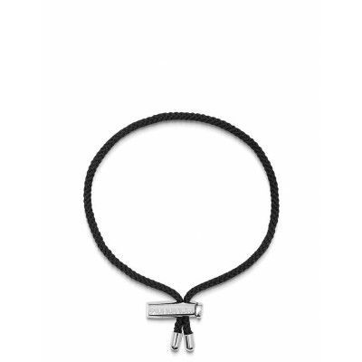Nialaya Men's Black String Bracelet With Adjustable Silver Lock Silver