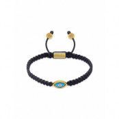 Men's Black String Bracelet With Gold Evil Eye Armband Smycken Black Nialaya