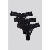 NA-KD Lingerie 3-pack Lace Thong - Black