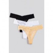 NA-KD Lingerie 3-pack Lace Thong - Black,White,Yellow