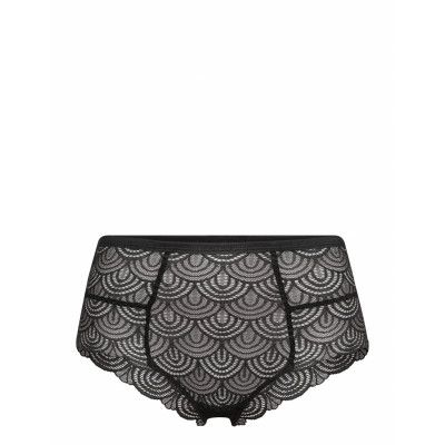 Nebula Lace Highwaist String Lingerie Panties High Waisted Panties Svart Understatement Underwear