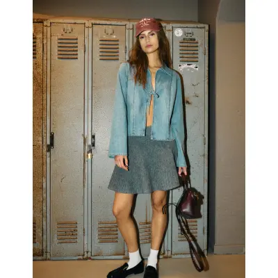 NOISY MAY Nmmaisy L/S String Denim Shirt Bs031Lb - Blue - M