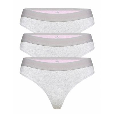Organic Cotton Thong 3-Pack Stringtrosa Underkläder Grå Danish Endurance