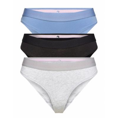 Organic Cotton Thong 3-Pack Stringtrosa Underkläder Multi/mönstrad Danish Endurance