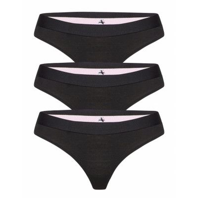 Women's Organic Cotton Thong Sport Panties Thong Svart Danish Endurance