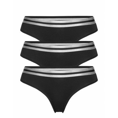 Organic Cotton Thong By Pernille Blume 3 Pack Stringtrosa Underkläder Svart Danish Endurance