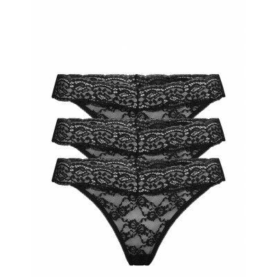 Pcelsy Lace Thong 3 Pack Stringtrosa Underkläder Svart Pieces