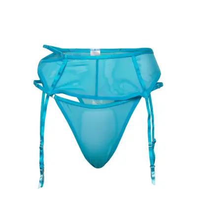OW Collection Reyna Thong & Suspender Blå