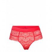 Scarlet Lace Highwaist String Lingerie Panties High Waisted Panties Röd Understatement Underwear