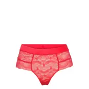 Scarlet Lace Highwaist String Lingerie Panties High Waisted Panties Röd Understatement Underwear