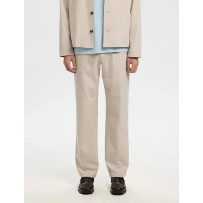 Selected Slh196-Straight Robert String Pant Noos - Beige - M