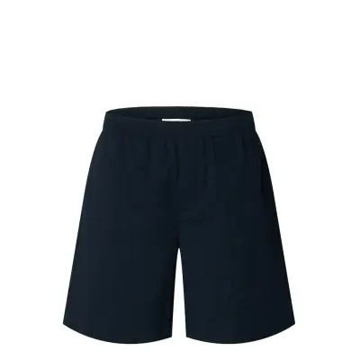 Selected Slhloose-Ace Seersucker String Shorts Marinblå