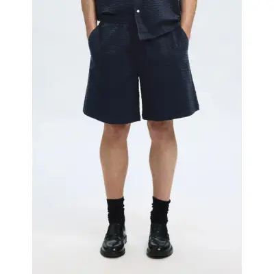 Selected Slhloose-Ace Seersucker String Shorts - Navy - M