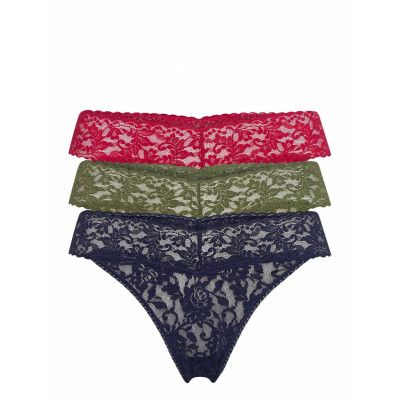 Signature Lace Original Rise Thong 3pk Box Stringtrosa Underkläder Blå Hanky Panky