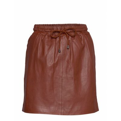 Skirt With Smock Waist Kort Kjol Brun DEPECHE