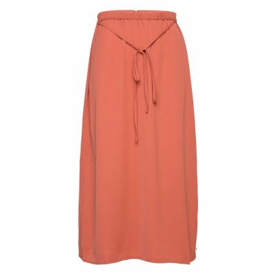 Skirt With String Knälång Kjol Korall Coster Copenhagen