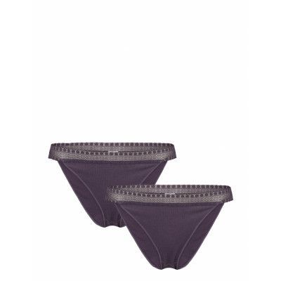Sloggi Go Ribbed Tanga C2P Stringtrosa Underkläder Purple Sloggi