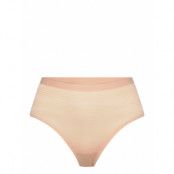 Soft Stretch Stripes High Waist Thong *Villkorat Erbjudande Stringtrosa Underkläder Beige CHANTELLE