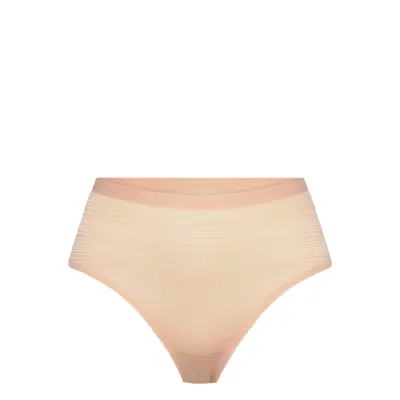Soft Stretch Stripes High Waist Thong *Villkorat Erbjudande Stringtrosa Underkläder Beige CHANTELLE