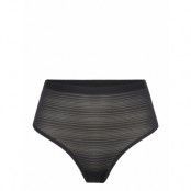 Soft Stretch Stripes High Waist Thong Designers Panties Thong Black CHANTELLE