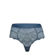 Stormy Sky Lace Highwaist String Lingerie Panties High Waisted Panties Blå Understatement Underwear