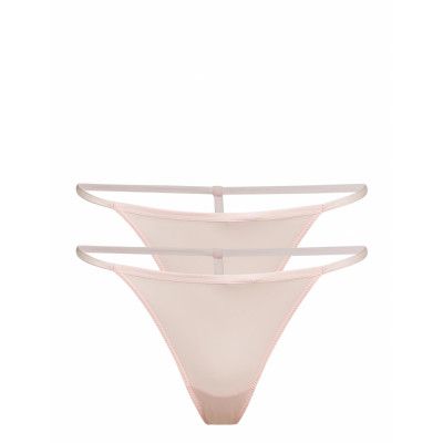 Thong 2Pk Stringtrosa Underkläder Creme Calvin Klein