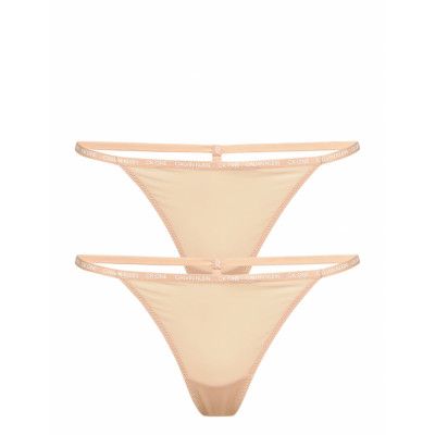 Thong 2Pk Stringtrosa Underkläder Orange Calvin Klein