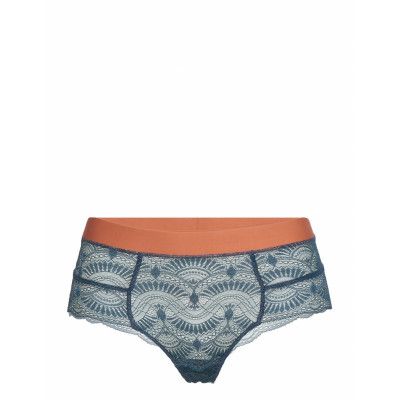 Terra Mare Lace Highwaist String Lingerie Panties High Waisted Panties Blå Understatement Underwear
