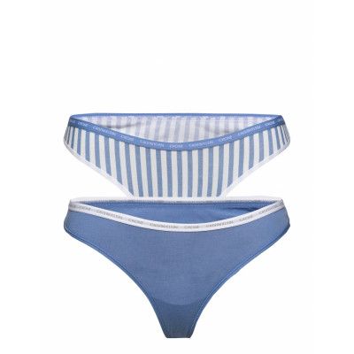 Thong 2Pk Stringtrosa Underkläder Blå Calvin Klein