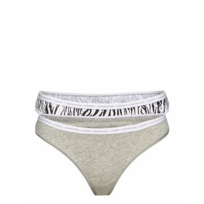 Thong 2Pk Stringtrosa Underkläder Grå Calvin Klein